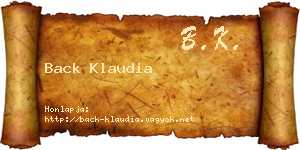 Back Klaudia névjegykártya