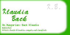 klaudia back business card